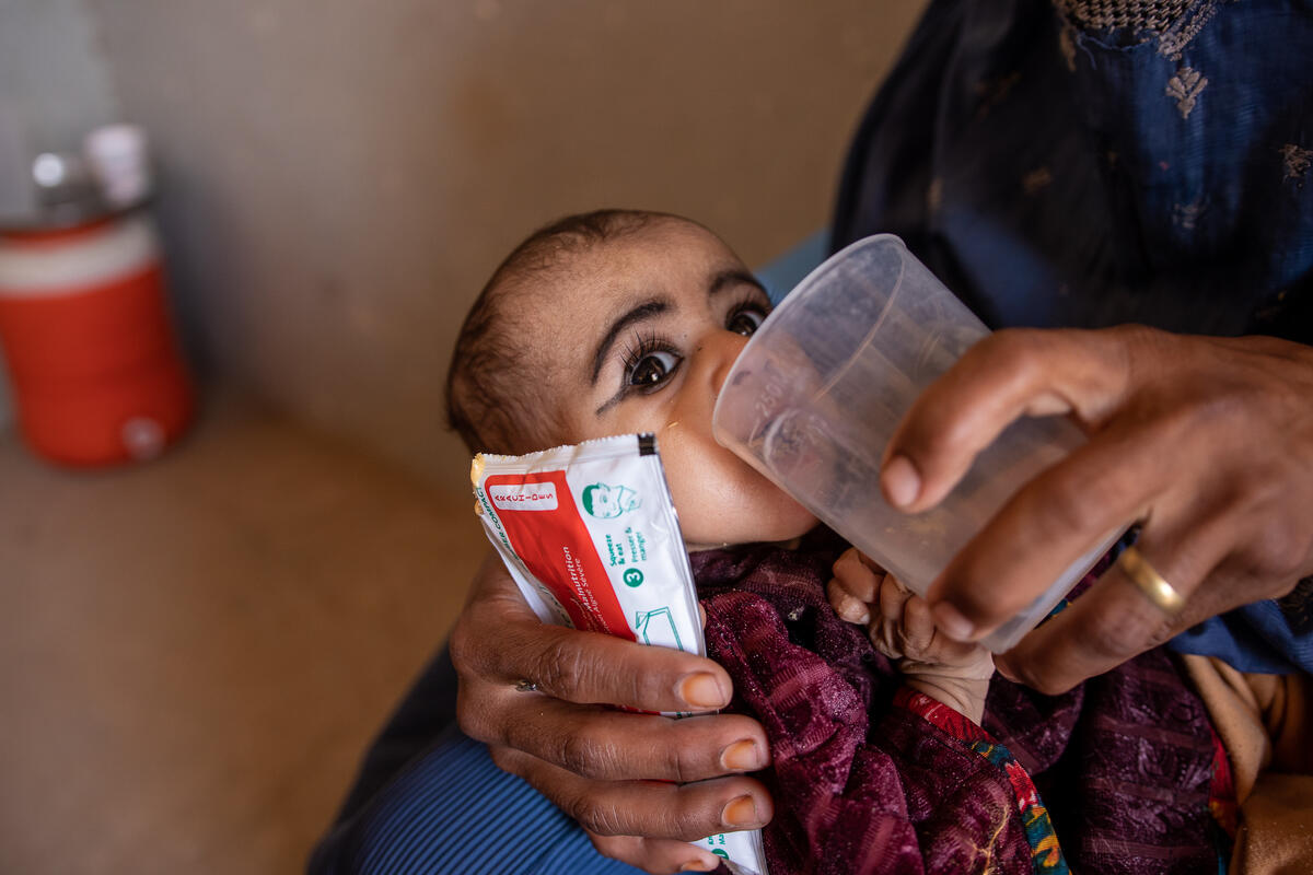 SamSamera, 7 months, Afghanistan, receiving severe acute malnutrition treatment